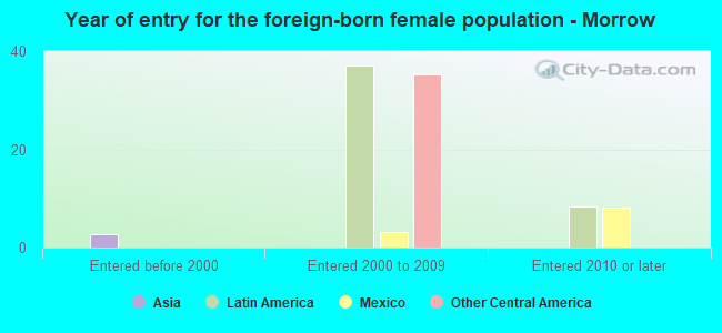 Year of entry for the foreign-born female population - Morrow