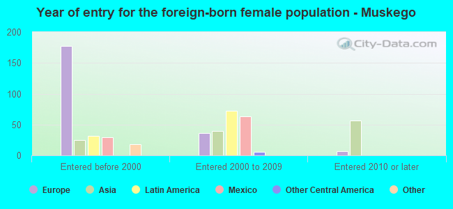 Year of entry for the foreign-born female population - Muskego