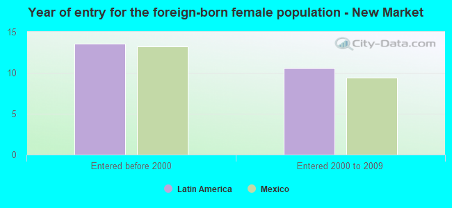 Year of entry for the foreign-born female population - New Market