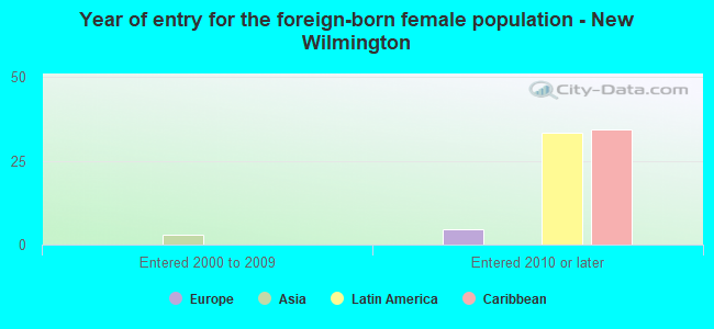 Year of entry for the foreign-born female population - New Wilmington