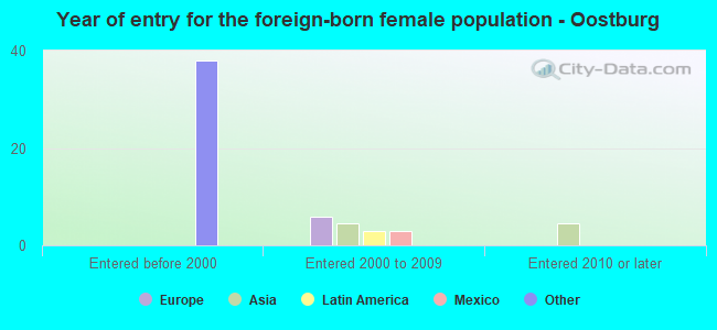 Year of entry for the foreign-born female population - Oostburg