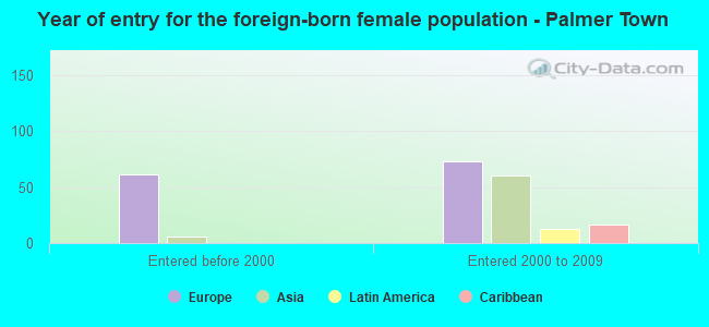 Year of entry for the foreign-born female population - Palmer Town