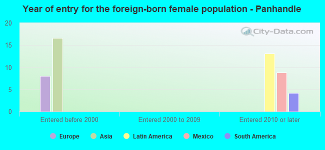 Year of entry for the foreign-born female population - Panhandle