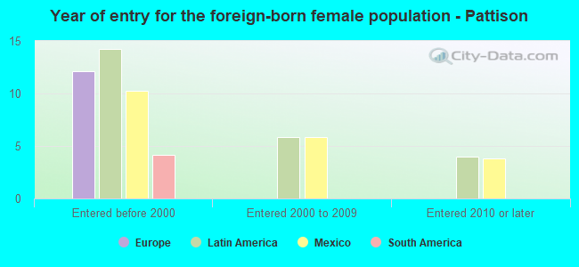 Year of entry for the foreign-born female population - Pattison