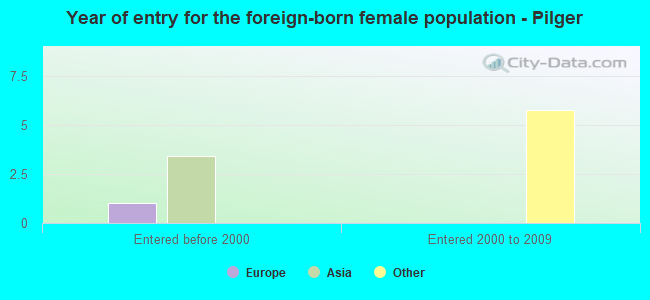 Year of entry for the foreign-born female population - Pilger