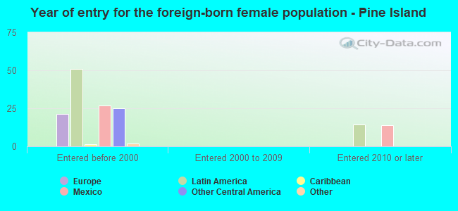 Year of entry for the foreign-born female population - Pine Island
