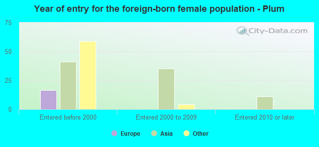 Year of entry for the foreign-born female population - Plum