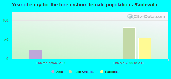 Year of entry for the foreign-born female population - Raubsville