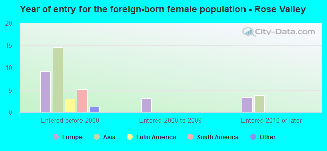 Year of entry for the foreign-born female population - Rose Valley