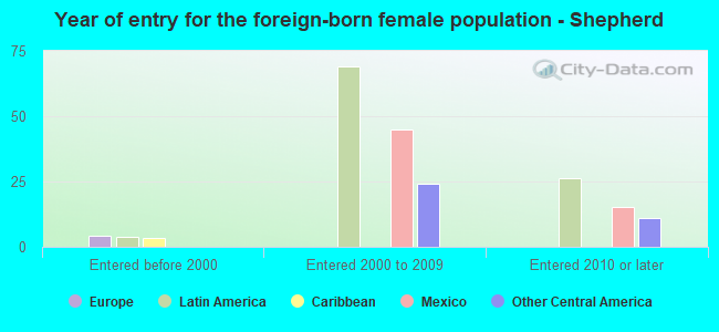 Year of entry for the foreign-born female population - Shepherd