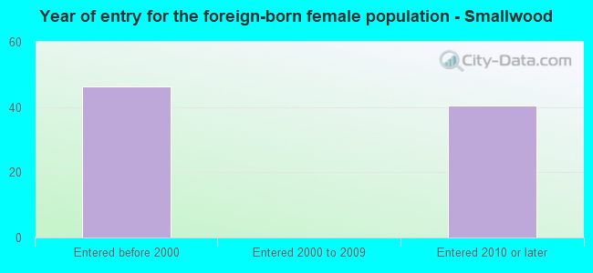 Year of entry for the foreign-born female population - Smallwood