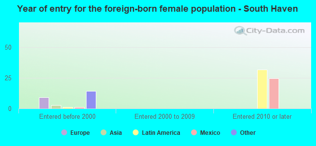 Year of entry for the foreign-born female population - South Haven
