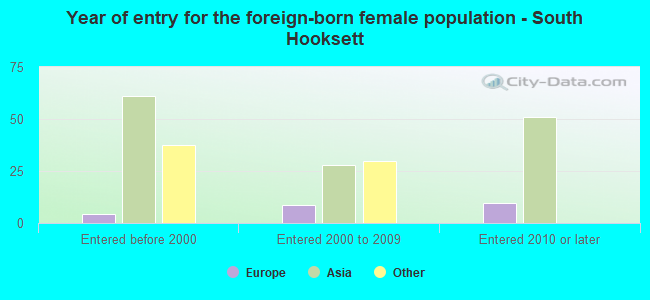 Year of entry for the foreign-born female population - South Hooksett