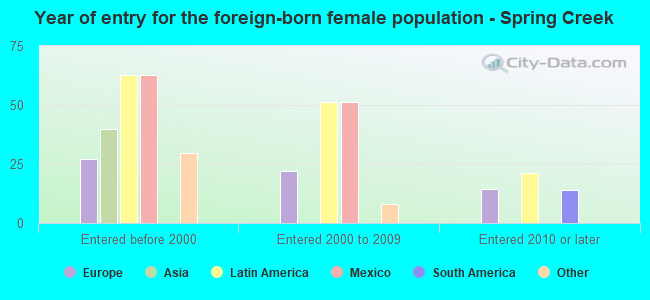 Year of entry for the foreign-born female population - Spring Creek
