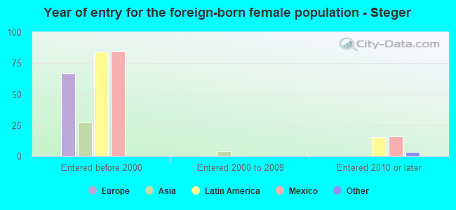 Year of entry for the foreign-born female population - Steger