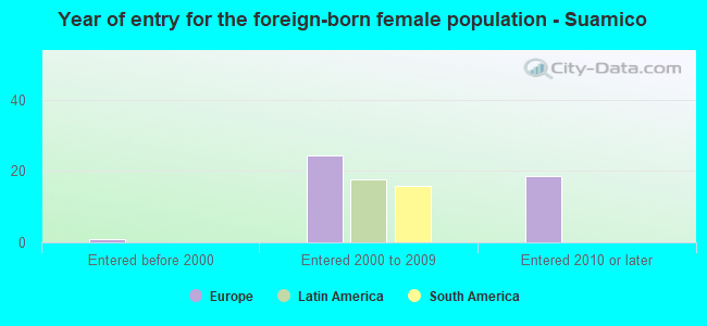 Year of entry for the foreign-born female population - Suamico