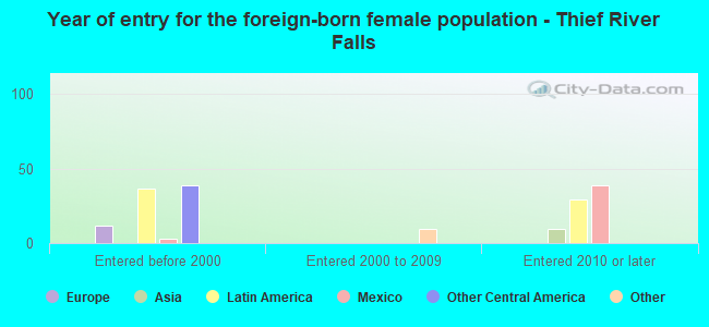 Year of entry for the foreign-born female population - Thief River Falls