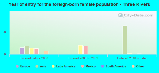 Year of entry for the foreign-born female population - Three Rivers
