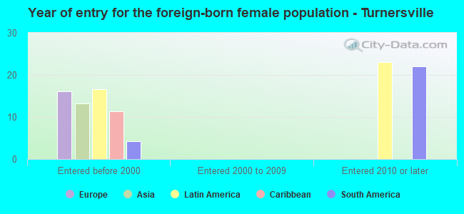 Year of entry for the foreign-born female population - Turnersville