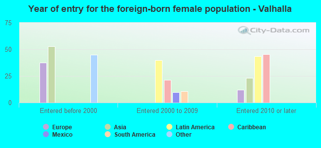 Year of entry for the foreign-born female population - Valhalla