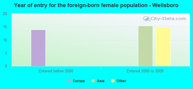Year of entry for the foreign-born female population - Wellsboro