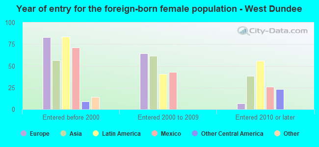 Year of entry for the foreign-born female population - West Dundee