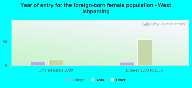 Year of entry for the foreign-born female population - West Ishpeming
