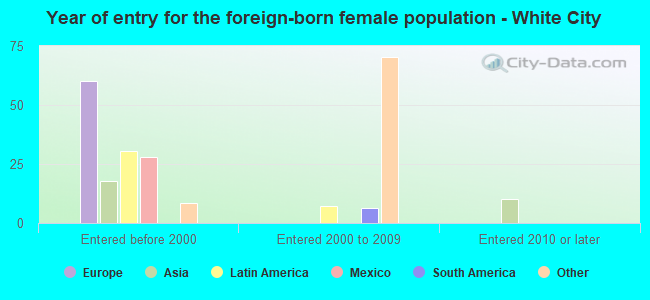 Year of entry for the foreign-born female population - White City