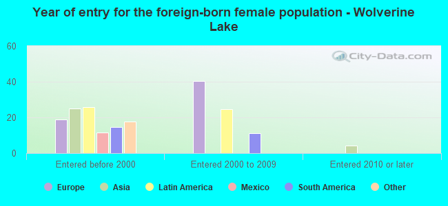 Year of entry for the foreign-born female population - Wolverine Lake