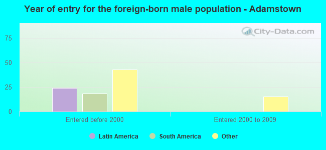 Year of entry for the foreign-born male population - Adamstown