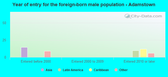 Year of entry for the foreign-born male population - Adamstown