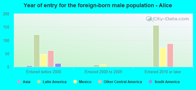 Year of entry for the foreign-born male population - Alice