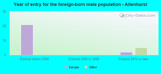 Year of entry for the foreign-born male population - Allenhurst