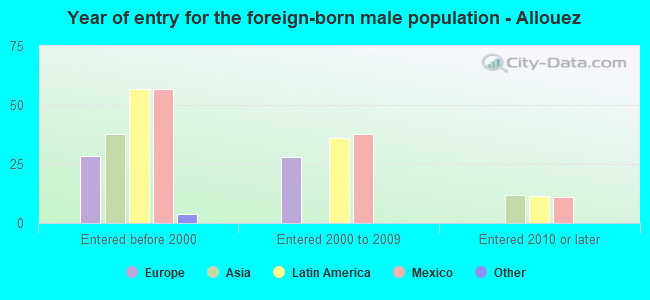 Year of entry for the foreign-born male population - Allouez