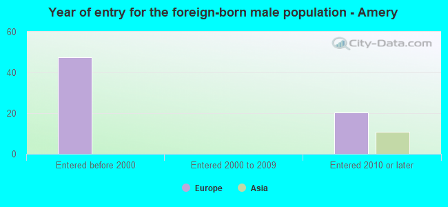 Year of entry for the foreign-born male population - Amery