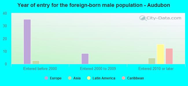 Year of entry for the foreign-born male population - Audubon