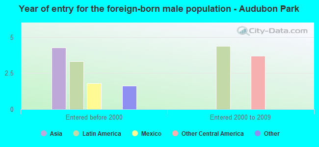 Year of entry for the foreign-born male population - Audubon Park