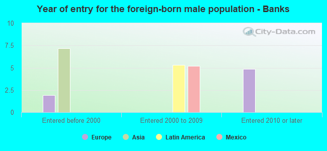 Year of entry for the foreign-born male population - Banks