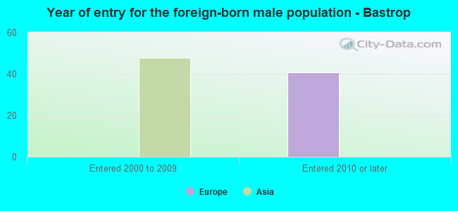 Year of entry for the foreign-born male population - Bastrop