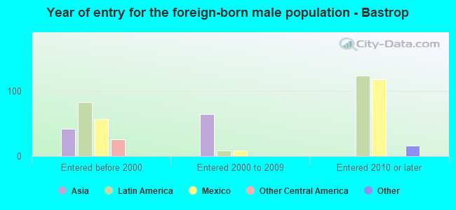 Year of entry for the foreign-born male population - Bastrop