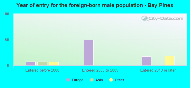 Year of entry for the foreign-born male population - Bay Pines