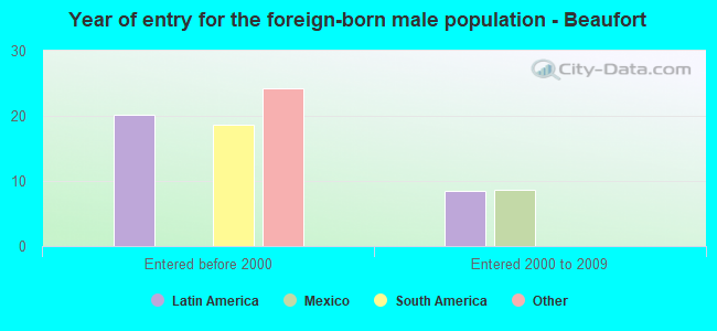Year of entry for the foreign-born male population - Beaufort