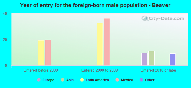 Year of entry for the foreign-born male population - Beaver