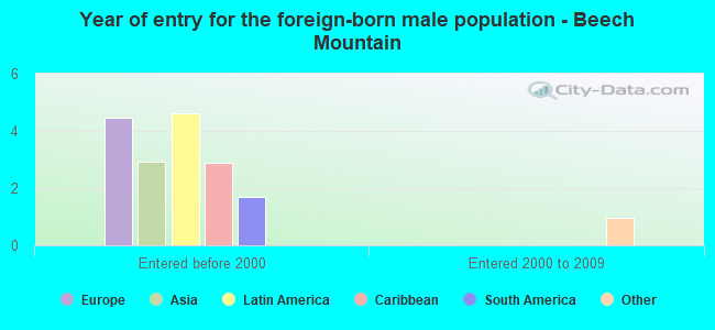 Year of entry for the foreign-born male population - Beech Mountain