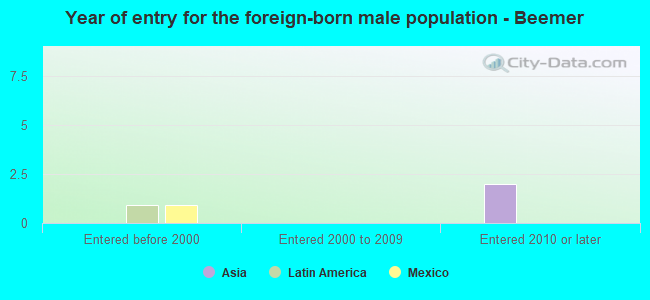 Year of entry for the foreign-born male population - Beemer