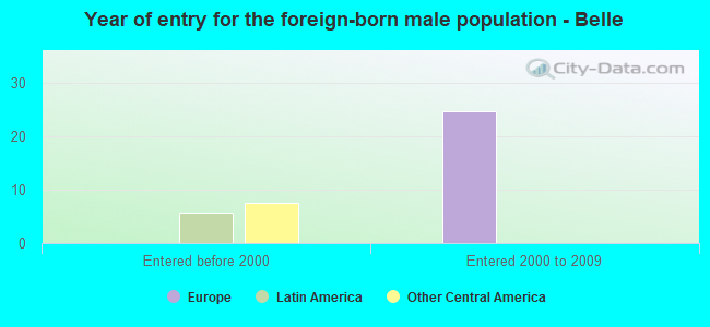 Year of entry for the foreign-born male population - Belle