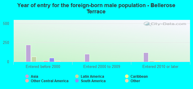Year of entry for the foreign-born male population - Bellerose Terrace