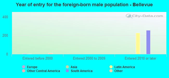 Year of entry for the foreign-born male population - Bellevue