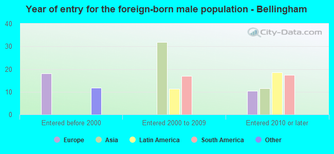 Year of entry for the foreign-born male population - Bellingham