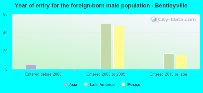 Year of entry for the foreign-born male population - Bentleyville